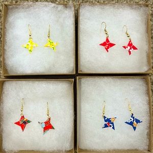 Patterned shuriken origami earrings